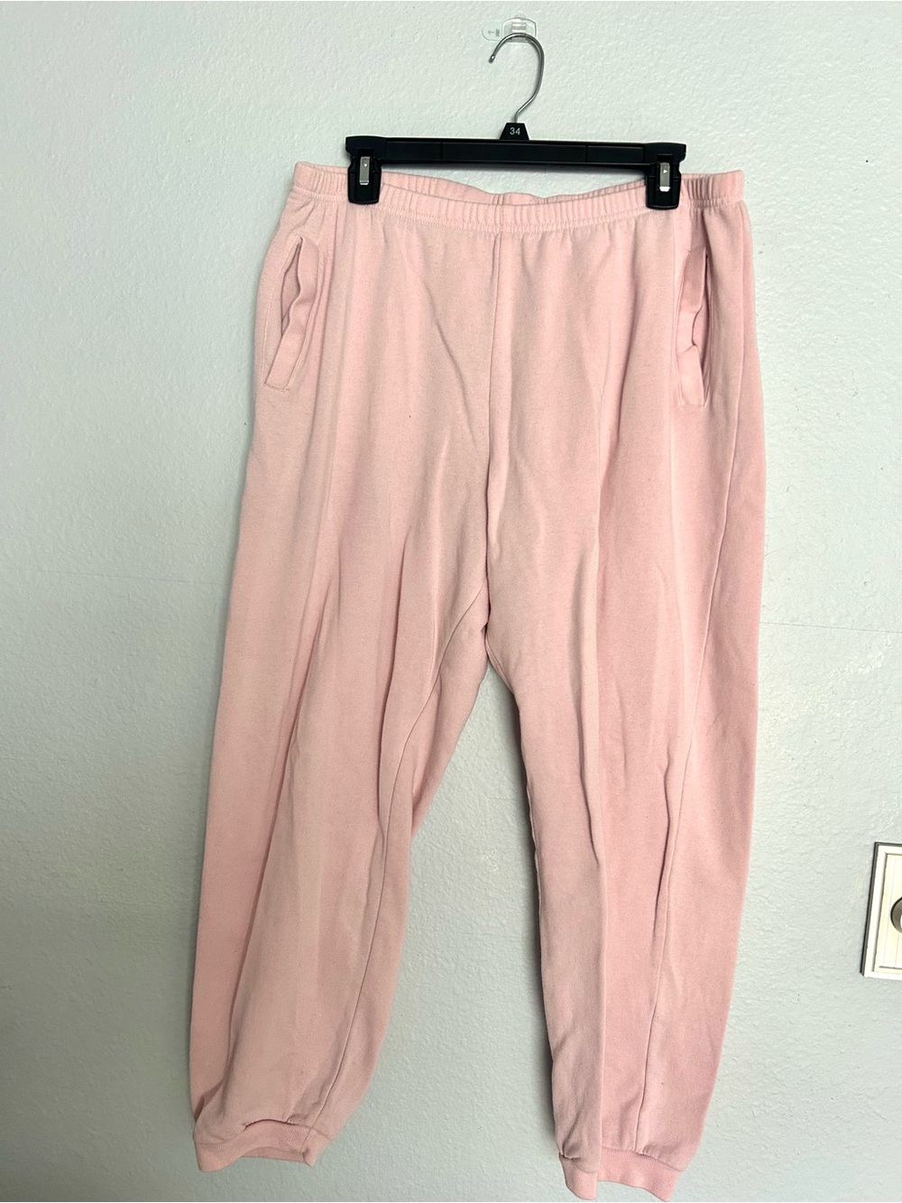 Baby Pink Elastic Waist Jogger Sweatpants Size: L
